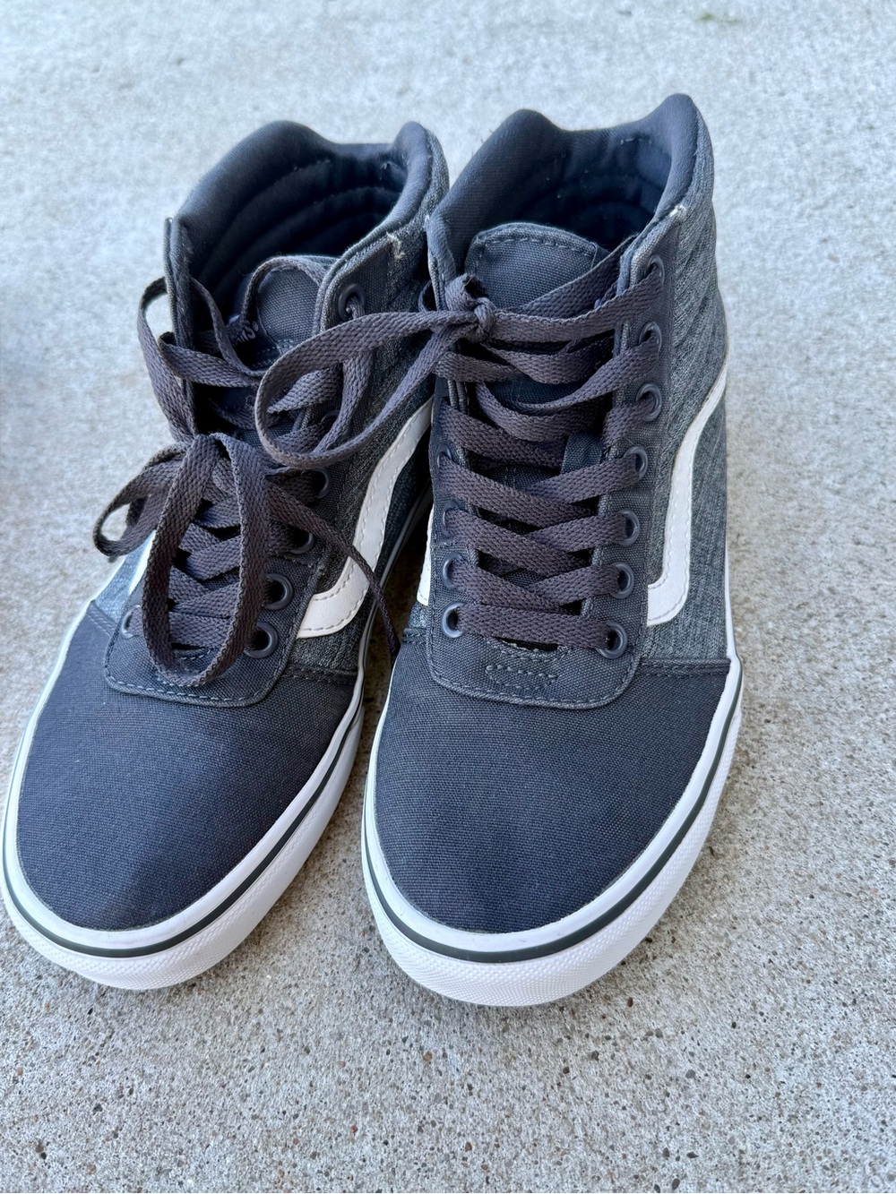 Vans High-Top Sneakers in Dark Gray and White